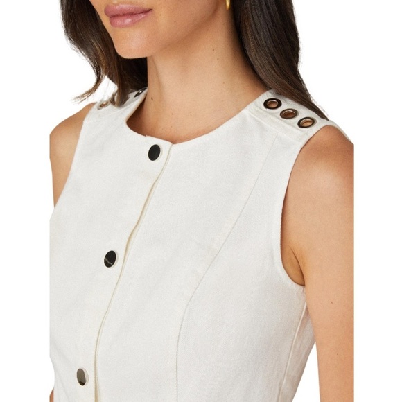 Shoshanna Anya Sleeveless Flounce Cotton Belted Mini Dress White Size 12 NWT New - Picture 15 of 16